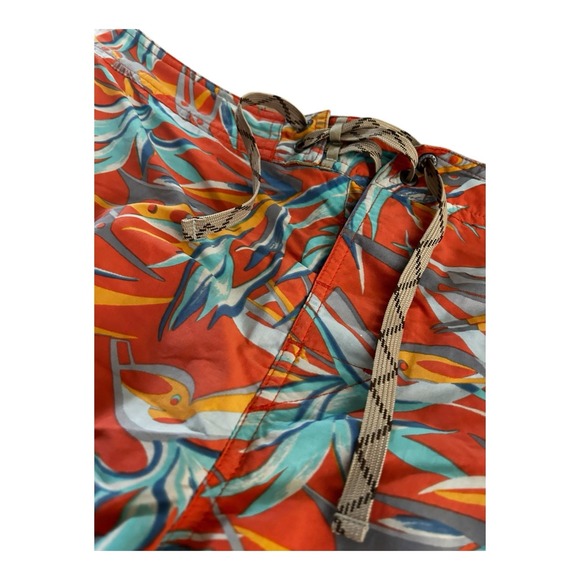 PATAGONIA Sz 34 Mens Orange AOP WAVEFARER BOARD SHORT 8" Swim Trunks - Picture 3 of 7
